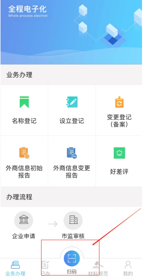 河南省分公司注册流程及材料之app扫码登记河南全程电子化服务平台