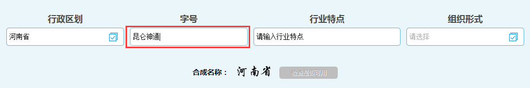 河南省分公司注册流程字号填写